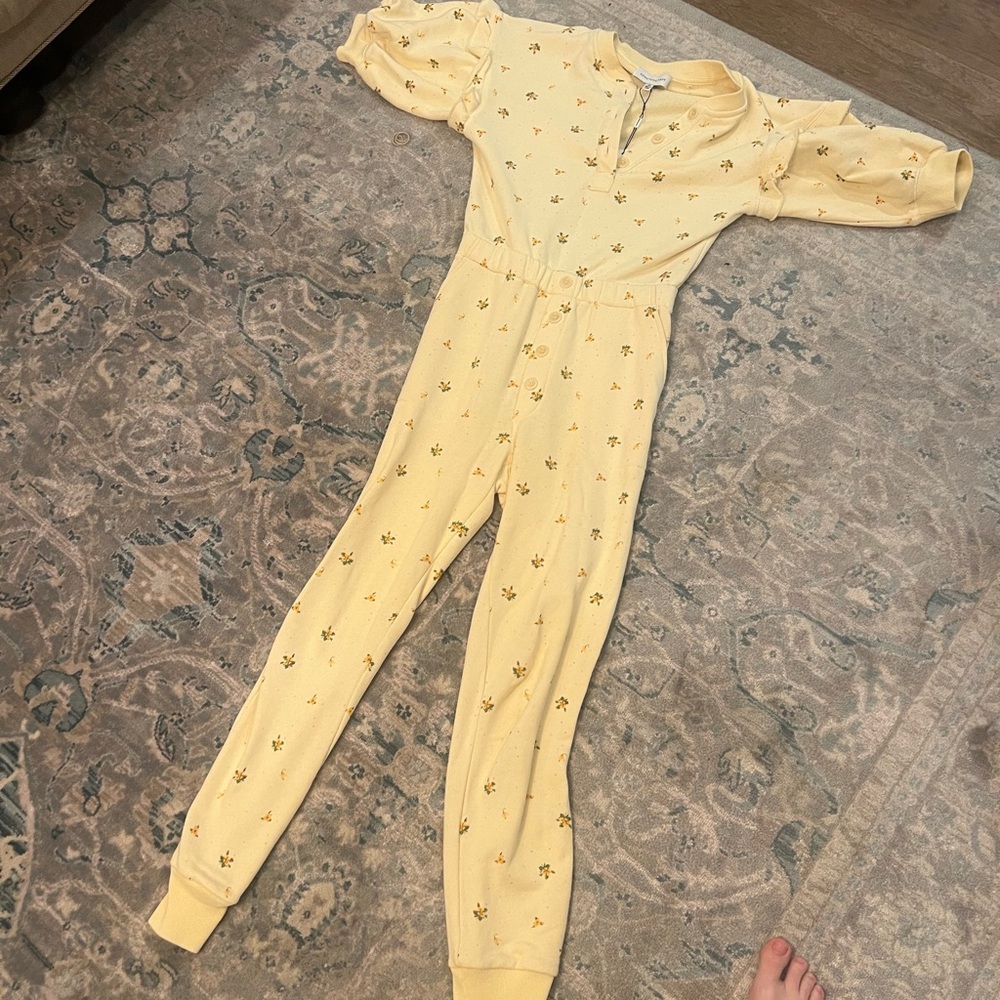 Something Navy Light Yellow Floral Jumpsuit